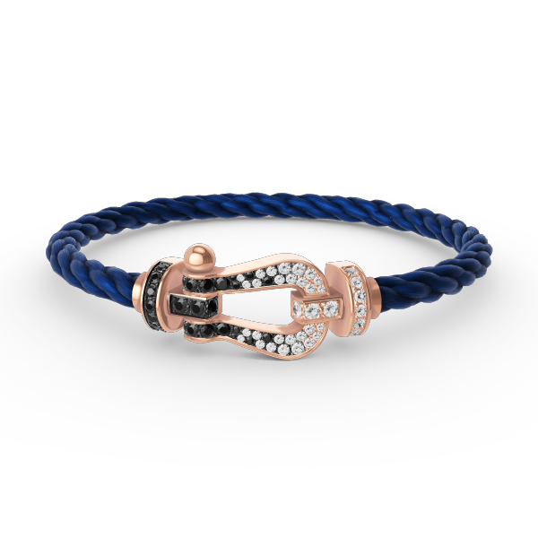 [AW]FORCE LARGE HORSESHOE BLACK & WHITE DIAMOND BRACELET - ROSE GOLD