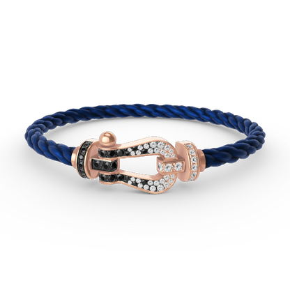 [AW]FORCE LARGE HORSESHOE BLACK & WHITE DIAMOND BRACELET - ROSE GOLD