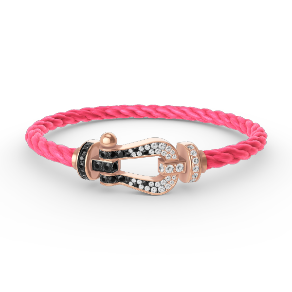 [AW]FORCE LARGE HORSESHOE BLACK & WHITE DIAMOND BRACELET - ROSE GOLD