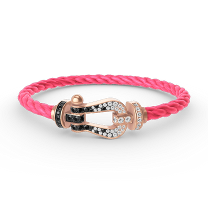 [AW]FORCE LARGE HORSESHOE BLACK & WHITE DIAMOND BRACELET - ROSE GOLD