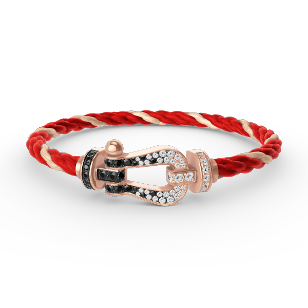 [AW]FORCE LARGE HORSESHOE BLACK & WHITE DIAMOND BRACELET - ROSE GOLD