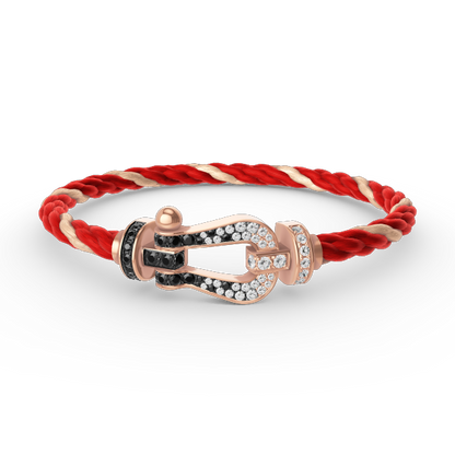 [AW]FORCE LARGE HORSESHOE BLACK & WHITE DIAMOND BRACELET - ROSE GOLD