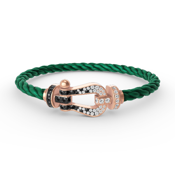 [AW]FORCE LARGE HORSESHOE BLACK & WHITE DIAMOND BRACELET - ROSE GOLD