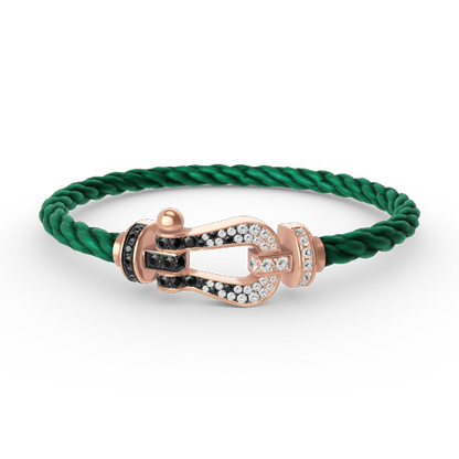 [AW]FORCE LARGE HORSESHOE BLACK & WHITE DIAMOND BRACELET - ROSE GOLD