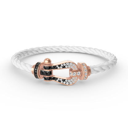 [AW]FORCE LARGE HORSESHOE BLACK & WHITE DIAMOND BRACELET - ROSE GOLD