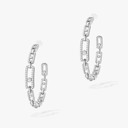 [AW]MOVE LINK KINETIC DIAMOND HOOP EARRINGS