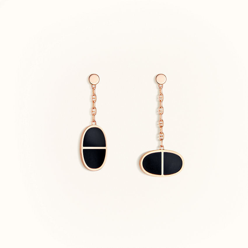 [AW]CHAINE VERSO BLACK CERAMIC EARRINGS