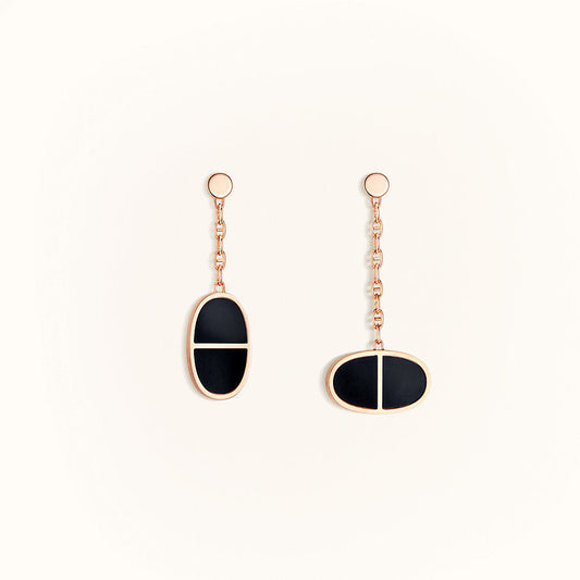 [AW]CHAINE VERSO BLACK CERAMIC EARRINGS