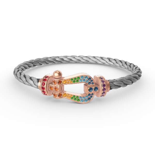 [AW]FORCE LARGE HORSESHOE COLORED DIAMOND BRACELET - ROSE GOLD