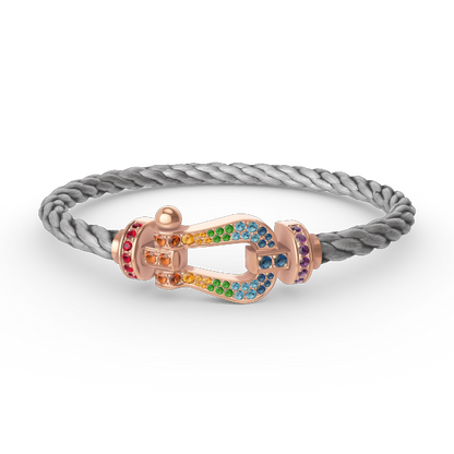 [AW]FORCE LARGE HORSESHOE COLORED DIAMOND BRACELET - ROSE GOLD