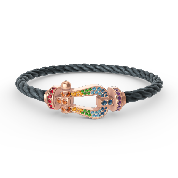 [AW]FORCE LARGE HORSESHOE COLORED DIAMOND BRACELET - ROSE GOLD