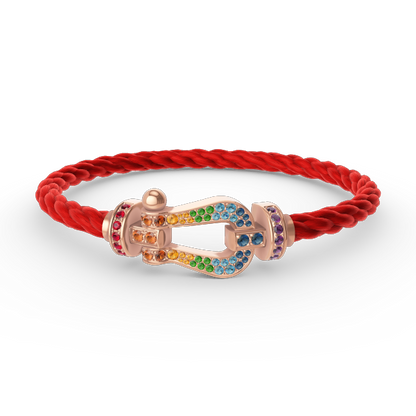 [AW]FORCE LARGE HORSESHOE COLORED DIAMOND BRACELET - ROSE GOLD