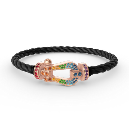 [AW]FORCE LARGE HORSESHOE COLORED DIAMOND BRACELET - ROSE GOLD