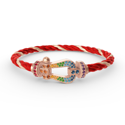 [AW]FORCE LARGE HORSESHOE COLORED DIAMOND BRACELET - ROSE GOLD