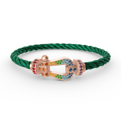 [AW]FORCE LARGE HORSESHOE COLORED DIAMOND BRACELET - ROSE GOLD
