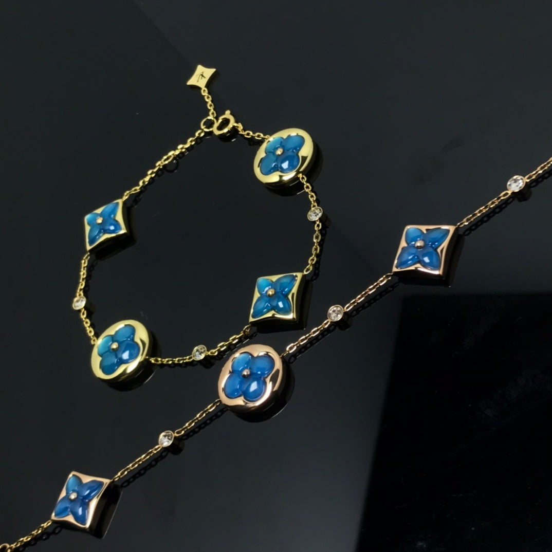 [AW]STAR AND SUN 4 MOTIF BLUE BRACELET
