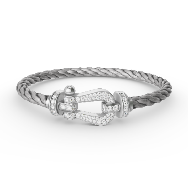 [AW]FORCE LARGE HORSESHOE FULL DIAMOND BRACELET - WHITE GOLD
