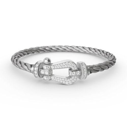 [AW]FORCE LARGE HORSESHOE FULL DIAMOND BRACELET - WHITE GOLD