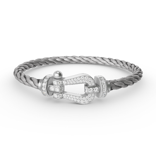 [AW]FORCE LARGE HORSESHOE FULL DIAMOND BRACELET - WHITE GOLD