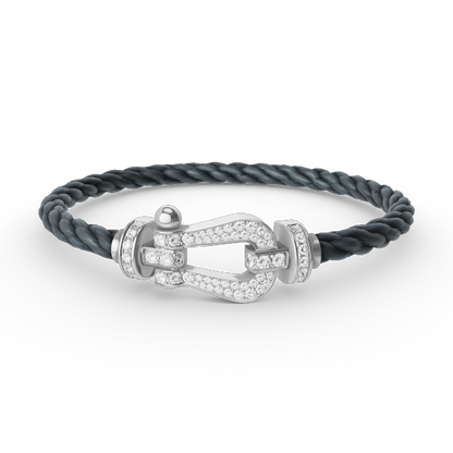 [AW]FORCE LARGE HORSESHOE FULL DIAMOND BRACELET - WHITE GOLD