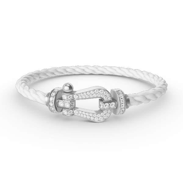 [AW]FORCE LARGE HORSESHOE FULL DIAMOND BRACELET - WHITE GOLD